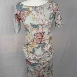 Asos Womens Blue/White Floral Straight Side Ruched